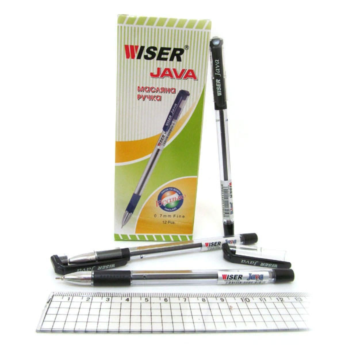 Ручка масл. Wiser Java з грипом 0,7 мм 12 шт. в уп. Чорний (MTT-131525)