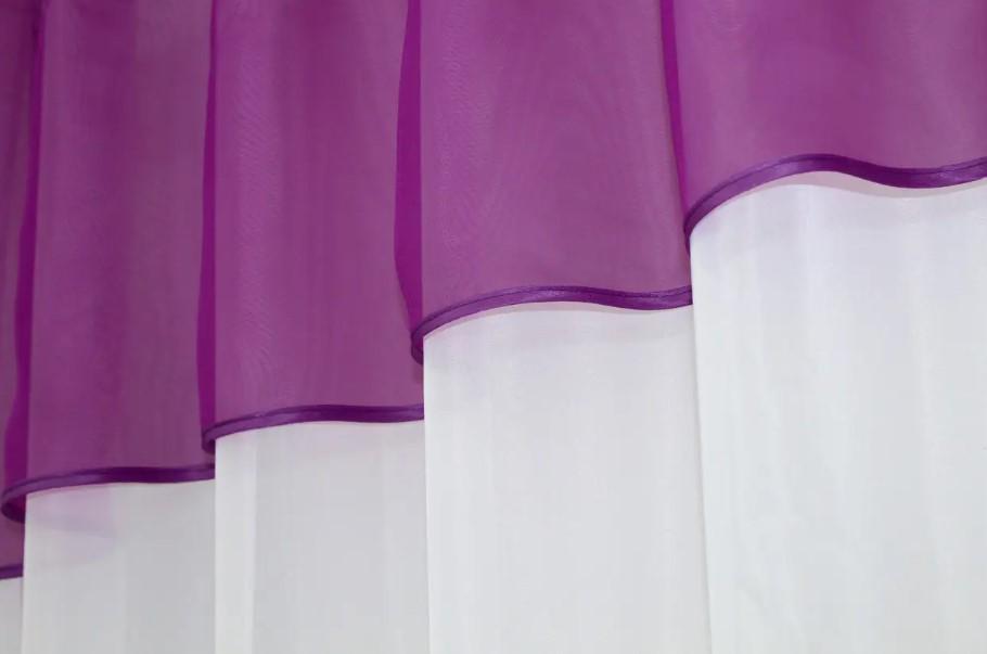 Шторки на кухню/балкон шифон 270х170 см Белый/Фуксия (047к) - фото 2 Шторки на кухню/балкон шифон 270х170 см Белый/Фуксия (047к) - фото 2