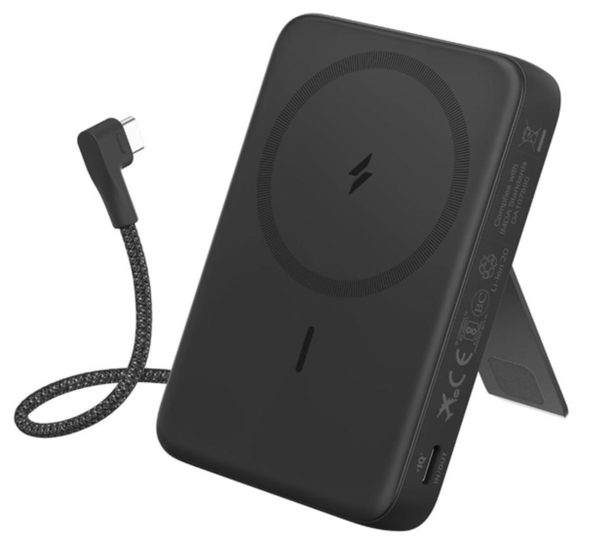 Повербанк Anker Zolo Magnetic с подставкой и кабелем 10000 mAh 30W Black (A1685611)