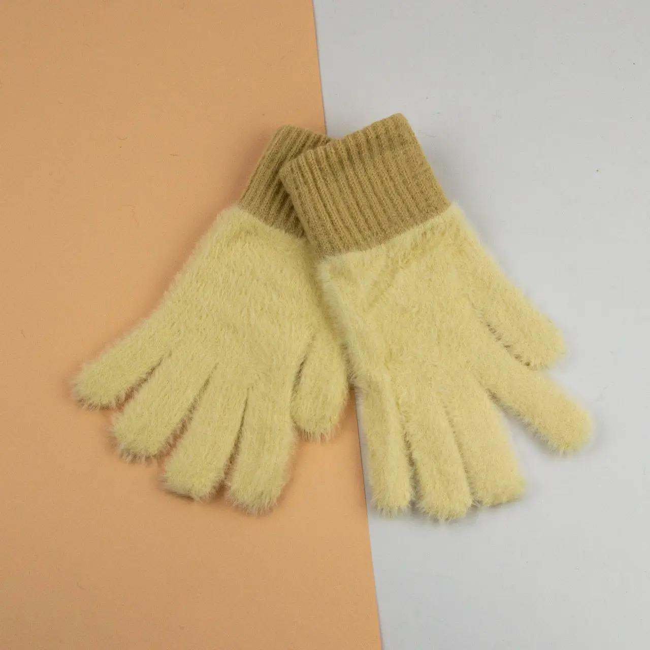 Детские перчатки ангоровые размер 5 Желтый (24-8-015)