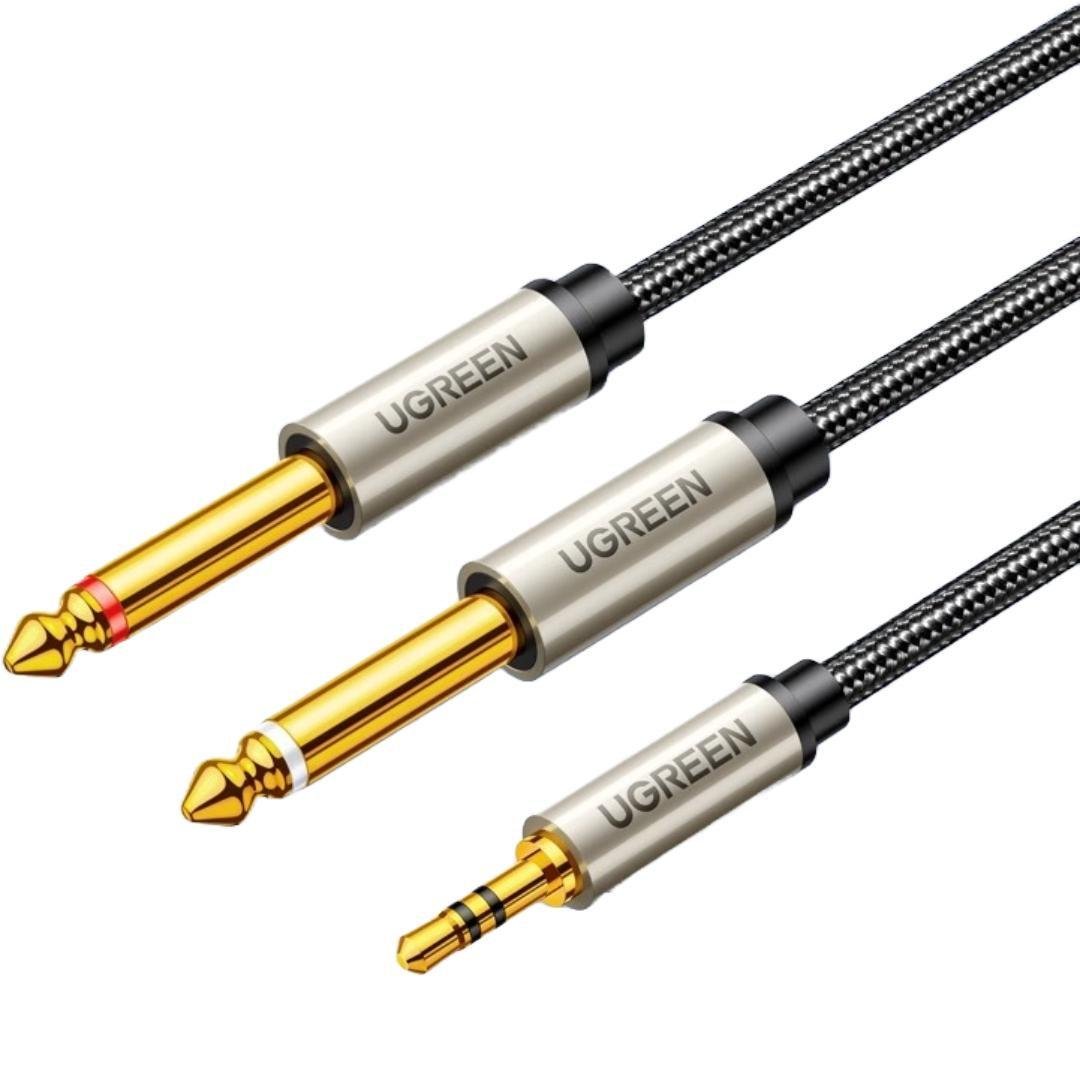 Аудиокабель UGREEN AV126 3,5/2х6,35 мм 5 м Серый/Черный (10619)