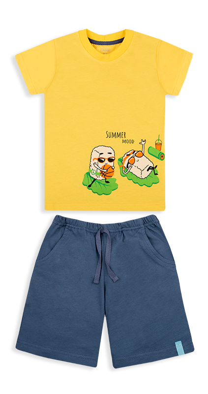 Костюм детский хлопковый летний для мальчика Gabbi KS-20-15-3 Чувчики 104 см Желтый (12120)