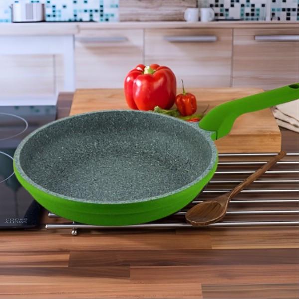 Пательня з силіконовою ручкою та сендвіч-дном 24 см (2426-CB зел) - фото 2 Пательня з силіконовою ручкою та сендвіч-дном 24 см (2426-CB зел) - фото 2
