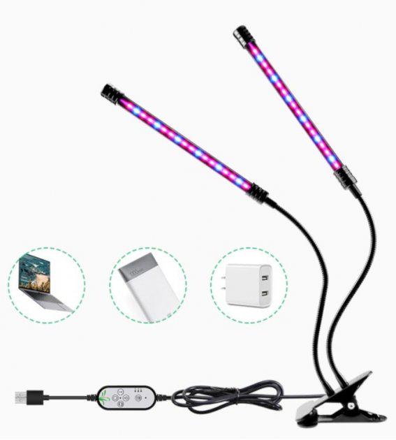 Лампа для растений ультрафиолетовая Phytolamp For Plants LED Grow Light 2 головки 20 Вт - фото 2