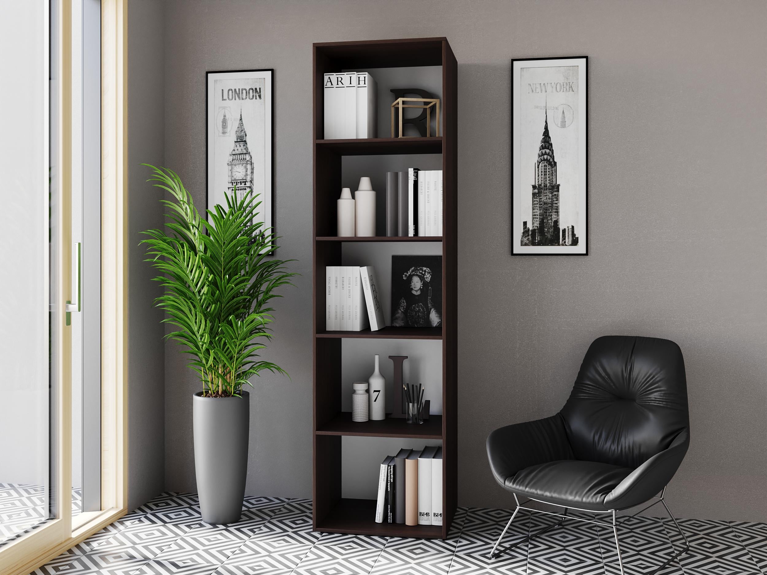 Cтеллаж для книг Vinsent Ш600/В2190/Г500 Венге темный