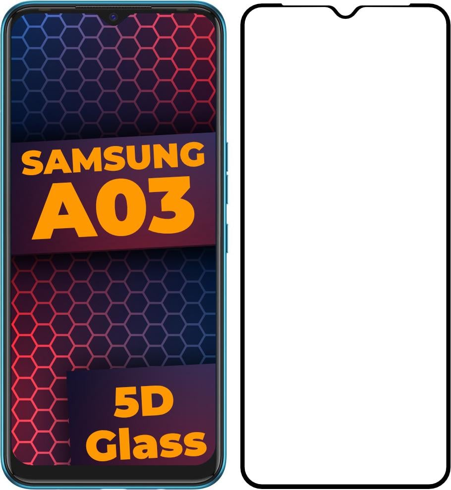 Стекло 5D Samsung Galaxy A03 A035 защитное Full Glue Black (26987)