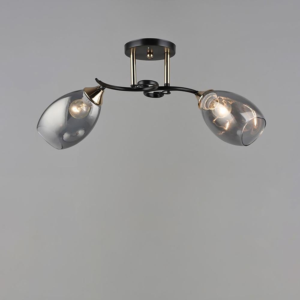 Люстра стельова Light House SR-19353/2 COFFEE-FGD E27 500х190х250 мм Чорний/Золотий/Димчастий