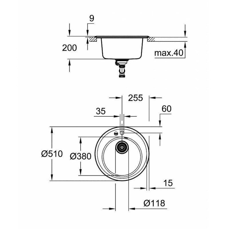 Мийка для кухні Grohe K200 31656AT0 із сифоном 510х510 мм Сірий (61854) - фото 3