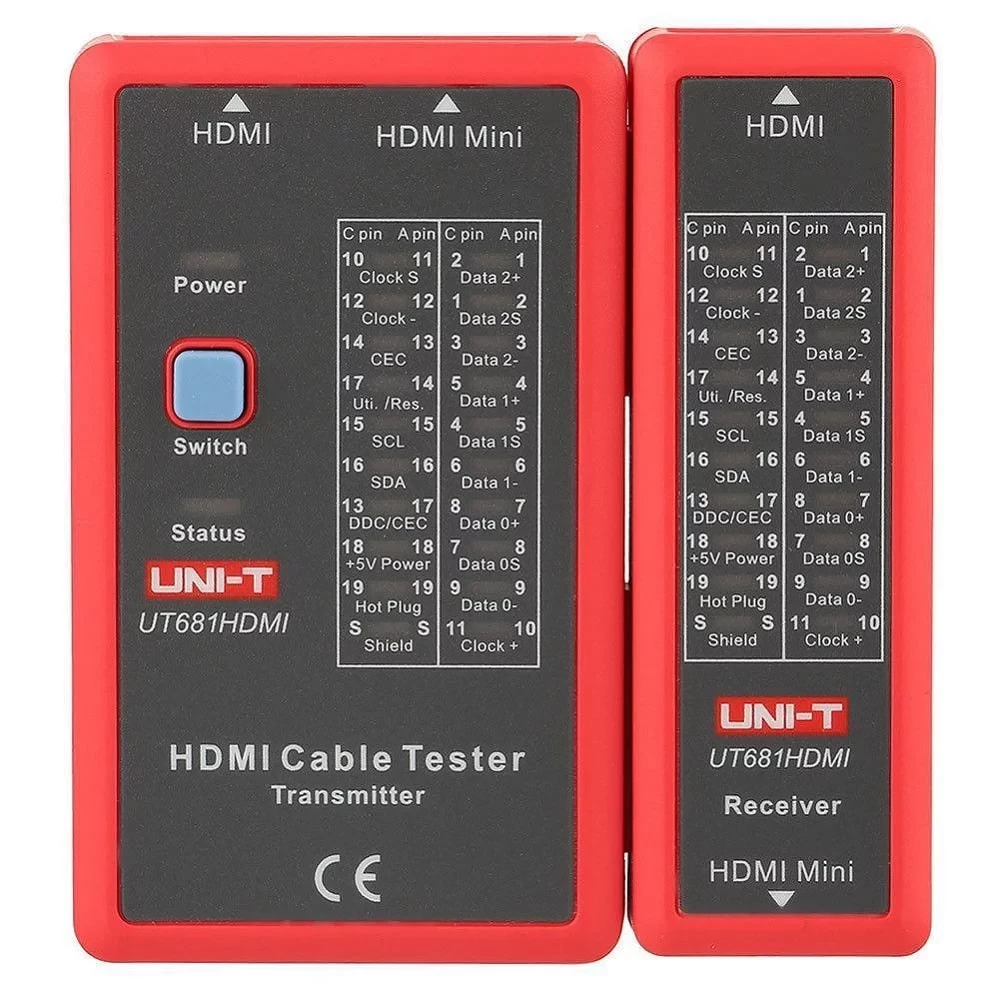 Тестер кабелей HDMI профессиональный Uni-T UT681HDMI с режимом быстрого сканирования Красный (168-31-36-942)