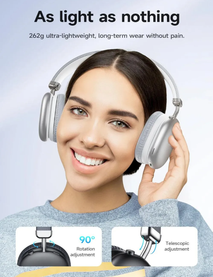 Навушники бездротові Hoco W35 Max Joy BT headphones BT5.3/AUX/TF 90h з мікрофоном Срібний - фото 3