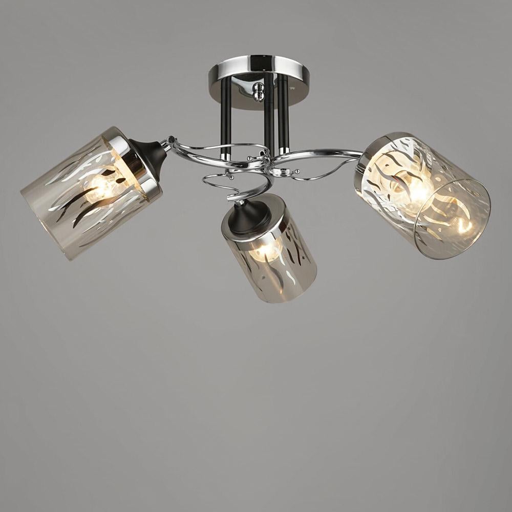 Люстра потолочная Lighthouse SRS-19485/3 BK+CH с узором Черный/Хром/Прозрачный