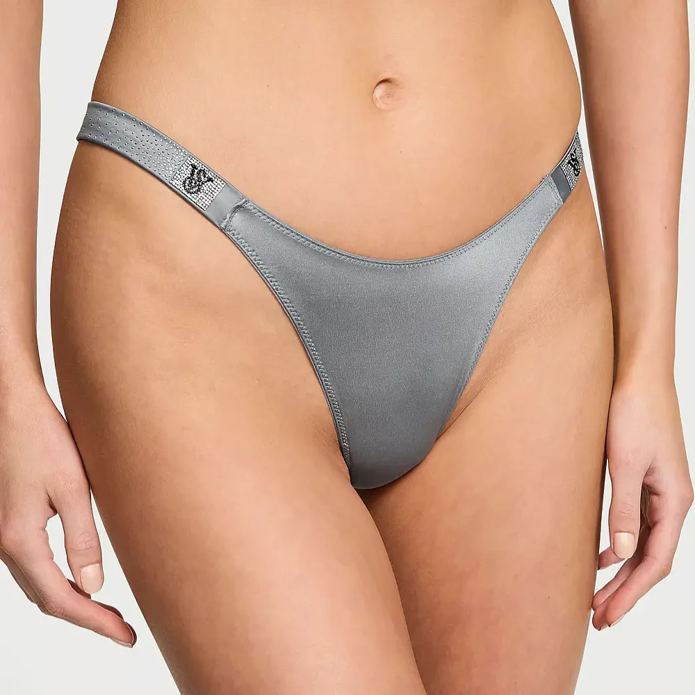 Трусики женские Victoria's Secret Scattered Shine Strap Thong стринги S Серый (7391839126945)