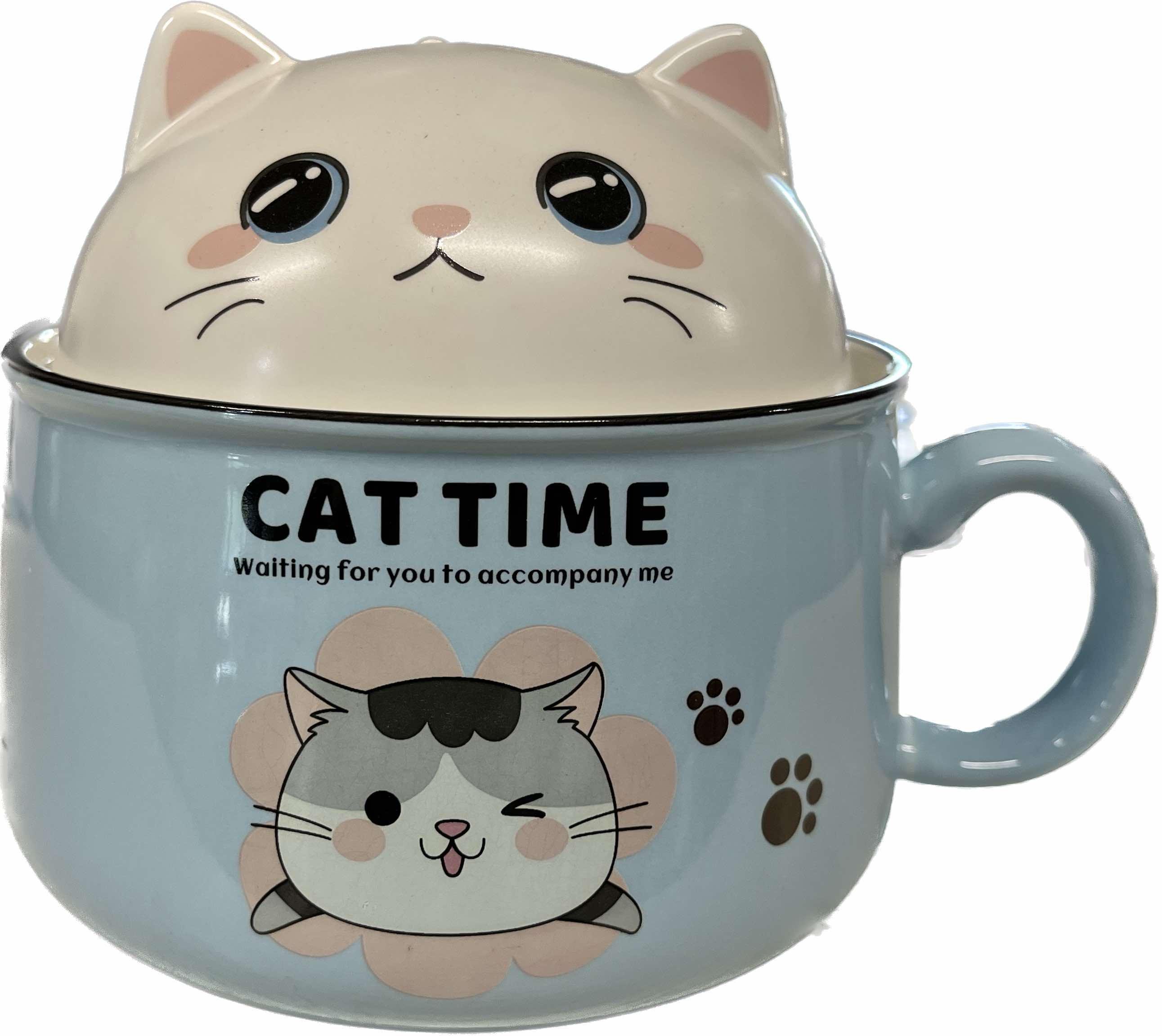 Чашка-супница с крышкой Cat time Stenson 1 л Blue (YG00959)