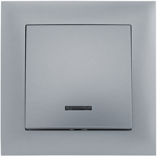 Выключатель одноклавишный MARSHEL IDEAL VS10-299 с LED подсветкой Silver