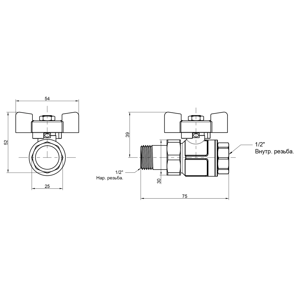 Кран-американка прямой ICMA №347 PN50 1/2" (87347AD11) - фото 2