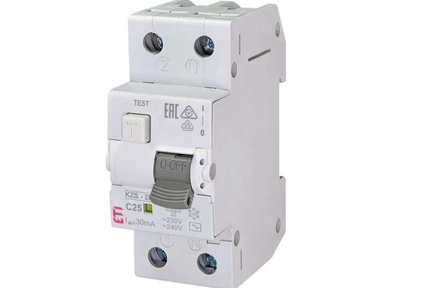 Диференційний автоматичний вимикач KZS-2M C 25/0,03 тип AC (10kA) ETI
