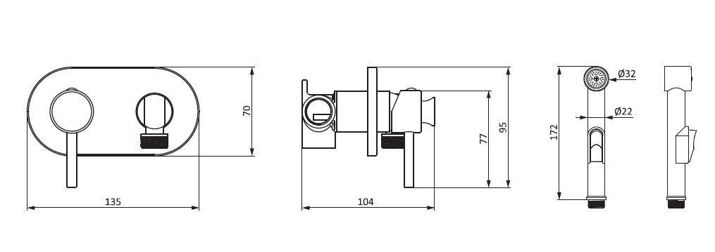 Смеситель монтируемый в стену Damixa Option 212000000 с гигиеническим душем (93334) - фото 2 Смеситель монтируемый в стену Damixa Option 212000000 с гигиеническим душем (93334) - фото 2