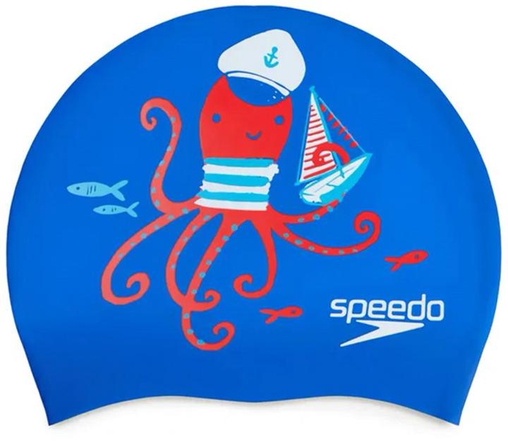 Шапка для плавания Speedo SLOGAN PRT CAP JU/JF/JM OSFM Синий (8-0838616718)