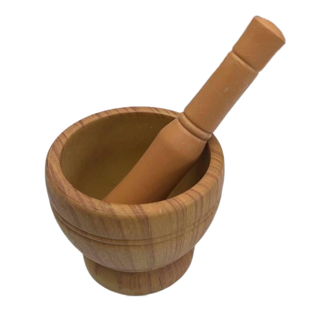 Ступка с пестиком для измельчения специй пластиковая кухонная под дерево (1c75fed3) - фото 1 Ступка с пестиком для измельчения специй пластиковая кухонная под дерево (1c75fed3) - фото 1