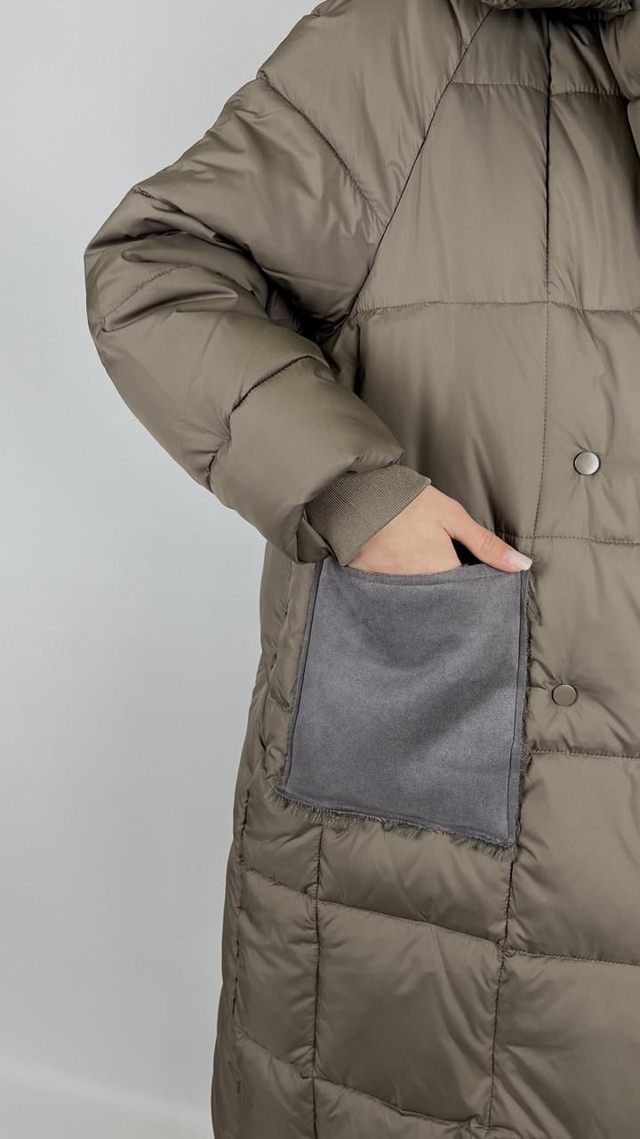 Куртка-пальто женская зимняя р. 44 Коричневый/Желтый (#9058-05) - фото 2 Куртка-пальто женская зимняя р. 44 Коричневый/Желтый (#9058-05) - фото 2