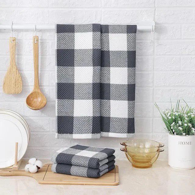 Набор кухонных полотенец Premium Soft 4в1 100% хлопок 74х34 см Бело-серый (NKR4in1Gray) - фото 4 Набор кухонных полотенец Premium Soft 4в1 100% хлопок 74х34 см Бело-серый (NKR4in1Gray) - фото 4