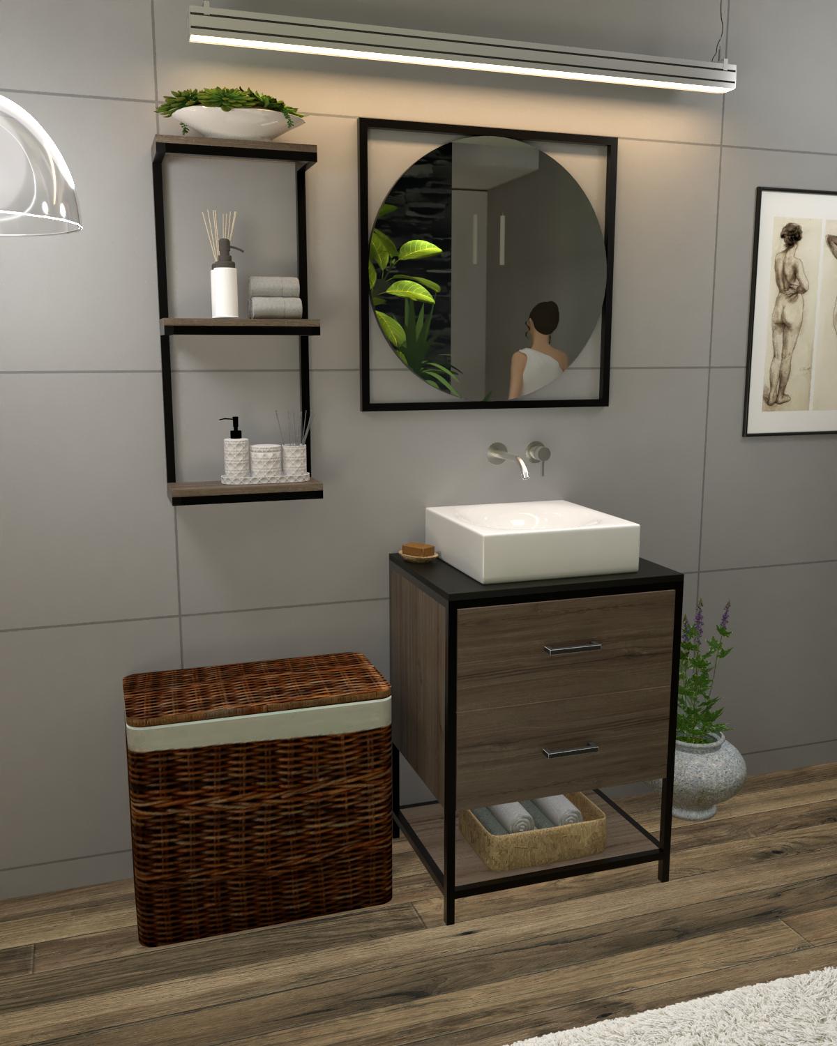 Комплект мебели в ванную комнату EcoLoft Lazaro DSP-1407-4 в стиле лофт Монтеверде (32370491)