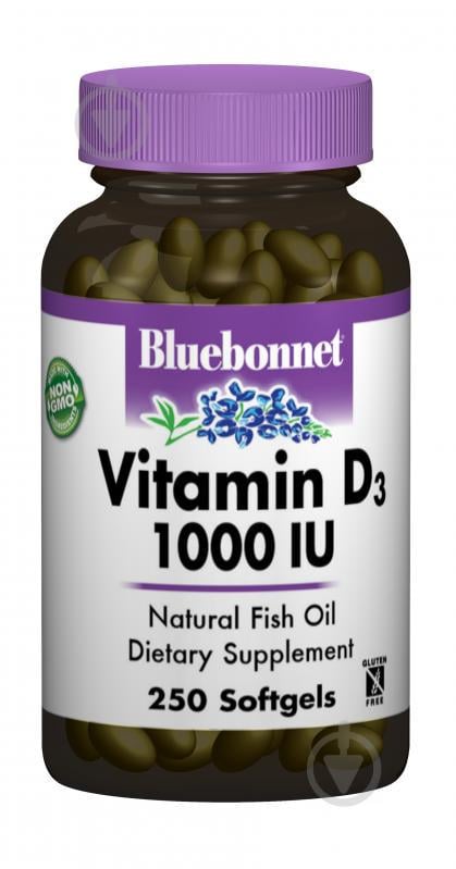 Витамин D3 1000IU Bluebonnet Nutrition 250 желатиновых капсул - фото 1