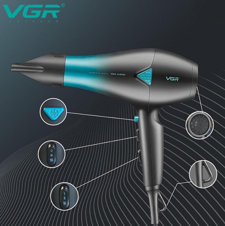 Фен для волосся VGR V-455 2 режими 2000 Вт Синій (2390000038) - фото 10