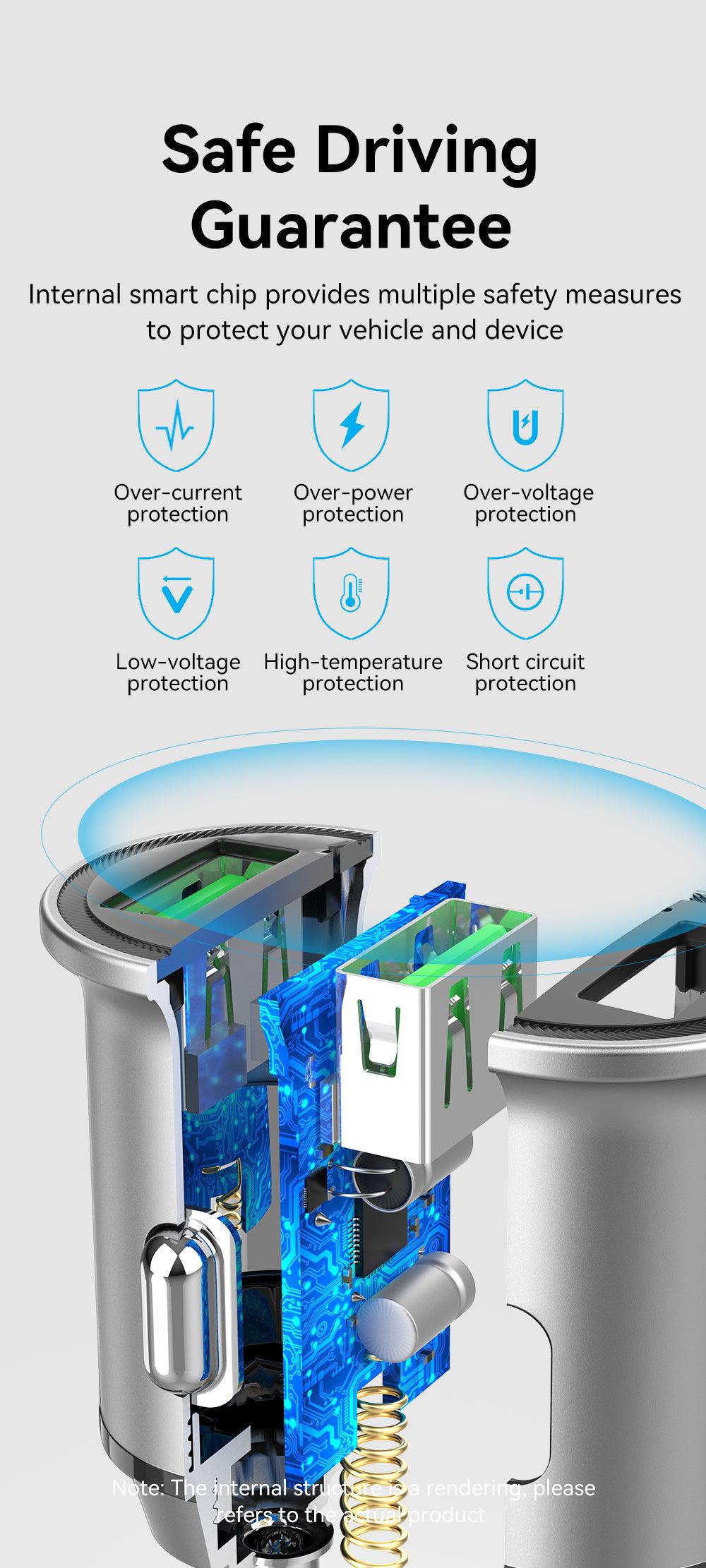 Зарядний пристрій автомобільний Vention 2x USB 18W/18W 4.8A USB-A Quick Charge 4.0/QC3.0 алюмінієвий Сріблястий (FFAH0) - фото 10 Зарядний пристрій автомобільний Vention 2x USB 18W/18W 4.8A USB-A Quick Charge 4.0/QC3.0 алюмінієвий Сріблястий (FFAH0) - фото 10