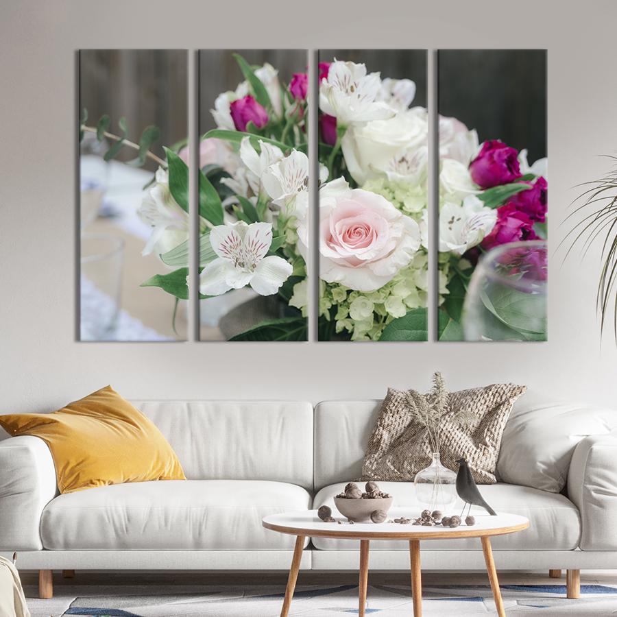 Картина на холсте Нежный букет с розами 89x53 см (942-41)