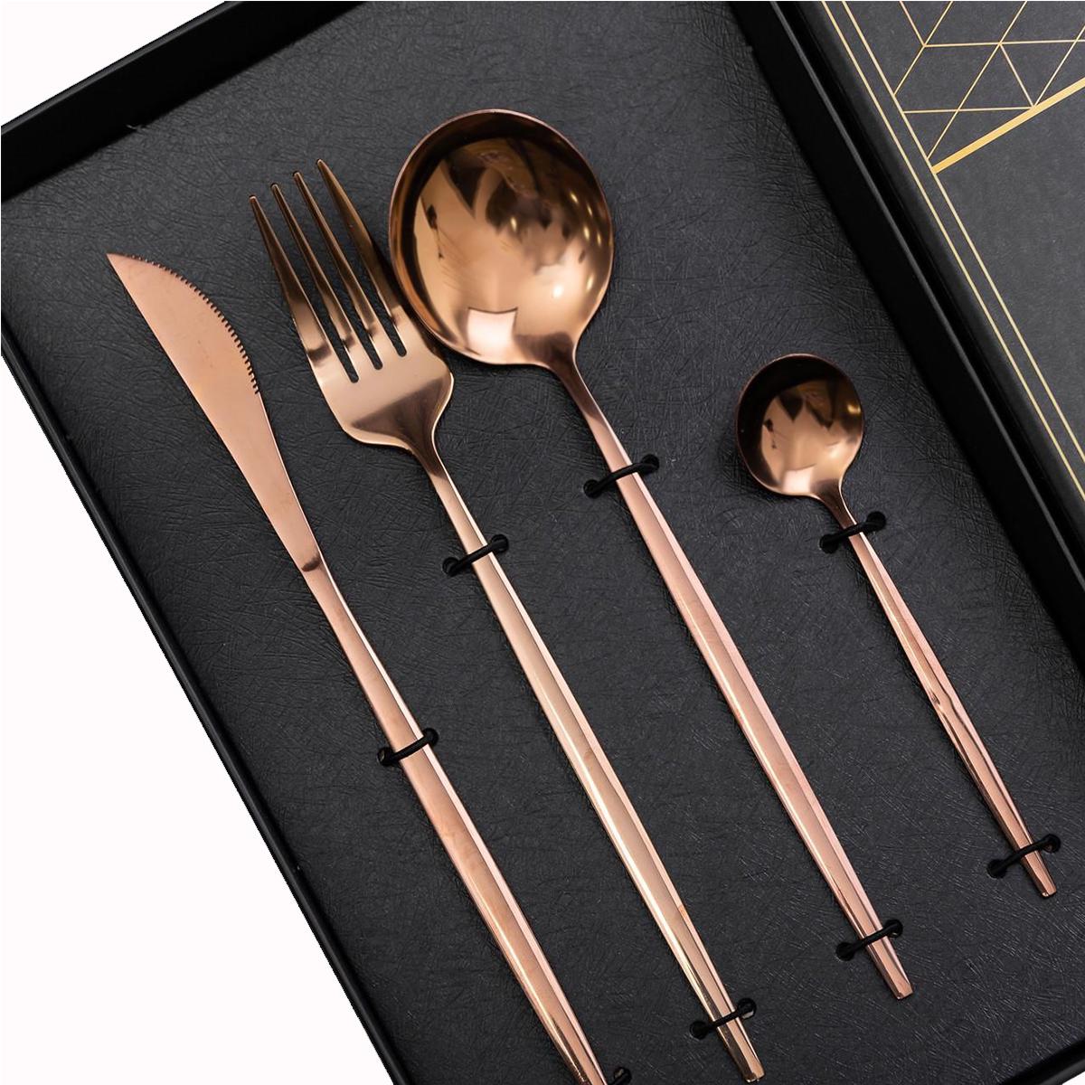 Набор столовых приборов на 6 персон из нержавеющей стали 24 пр. Бронзовый (HP-20-44) - фото 3 Набор столовых приборов на 6 персон из нержавеющей стали 24 пр. Бронзовый (HP-20-44) - фото 3