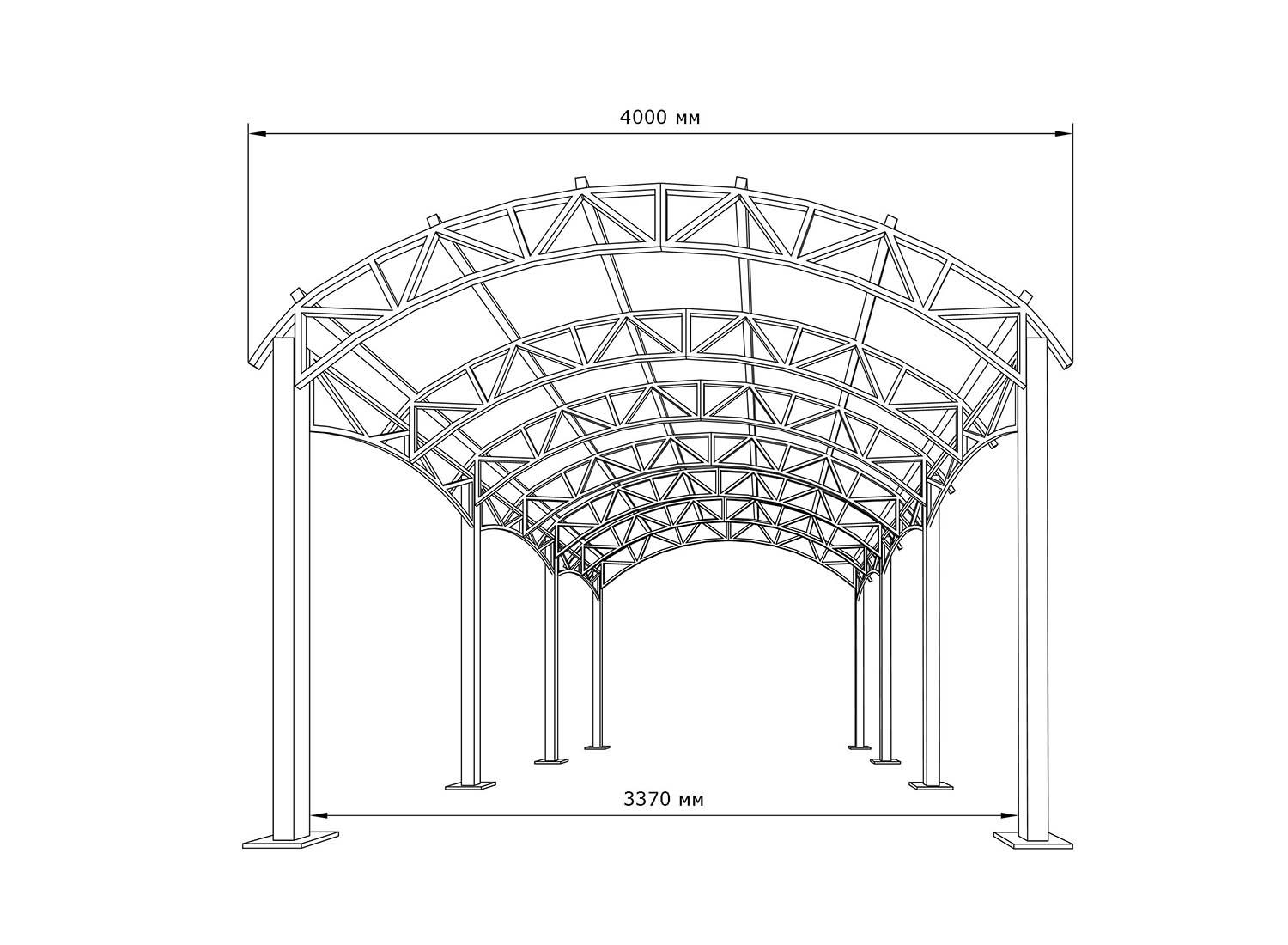 Навіс автомобільний Арковий з фермами Збери Сам 6000х4000 мм (1715355156) - фото 3