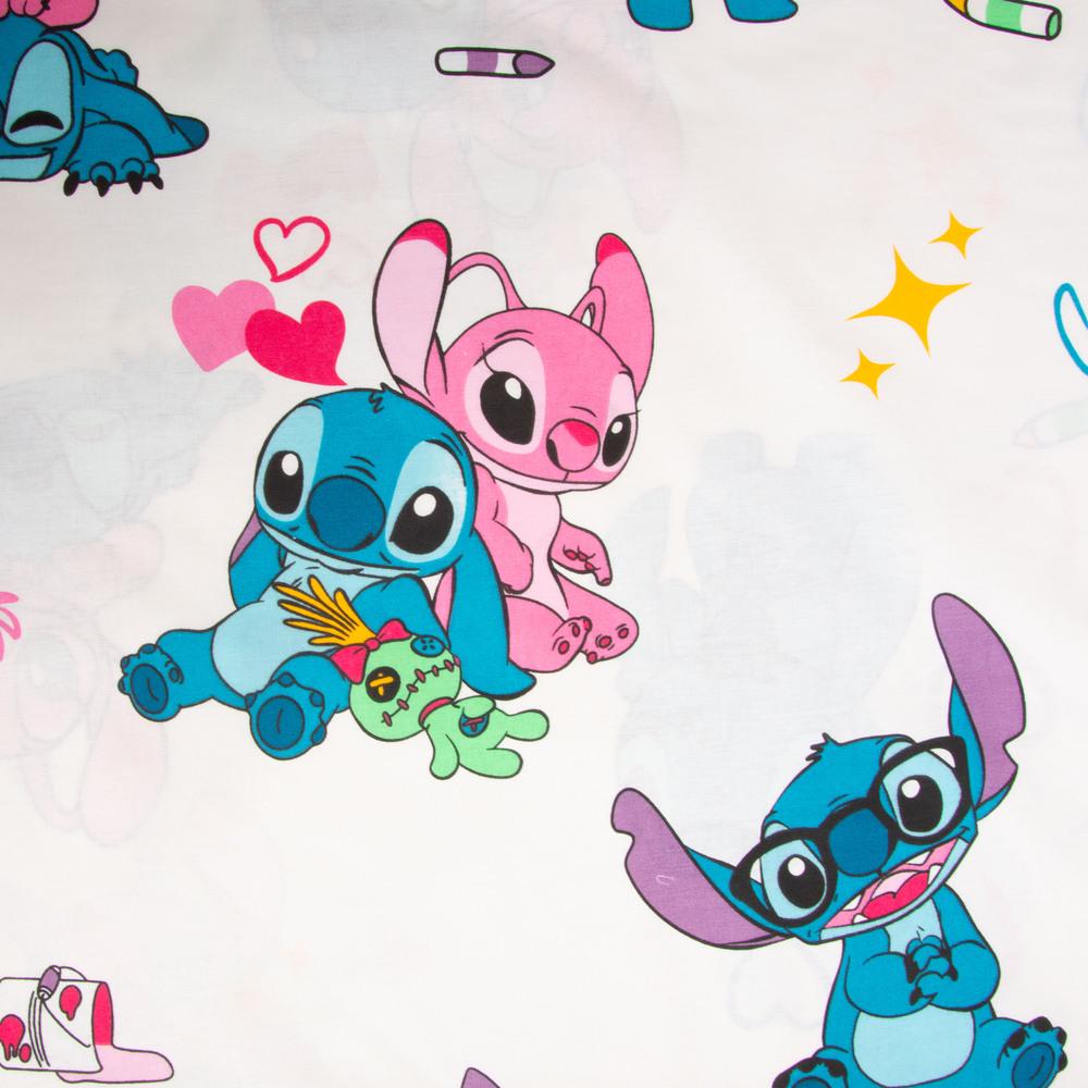 Ткань бязь ранфорс для постельного белья Стич 130 гр/м2 240 см Белый №2 (25100058/11)