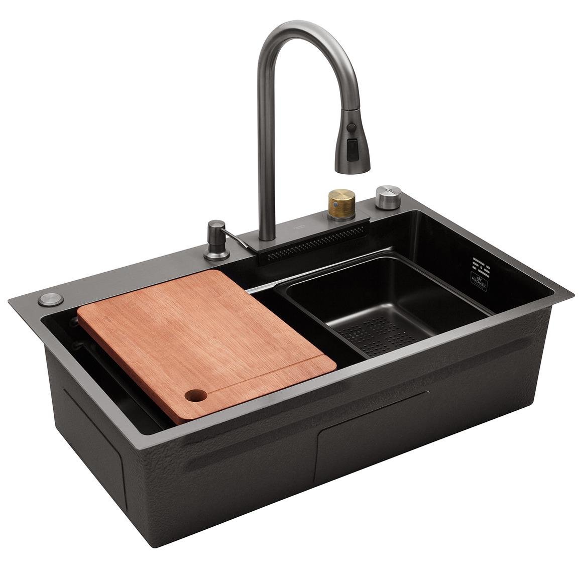 Мийка кухонна Kroner CV033382 з нержавіючої сталі прямокутна 750x450 мм 0.8 мм (25970300)