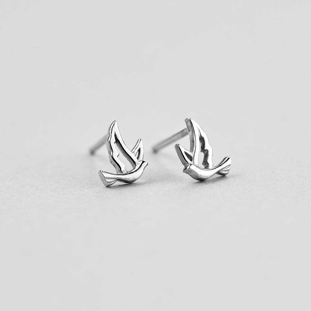 Серебряные серьги Minimal Птичий полет (3011)