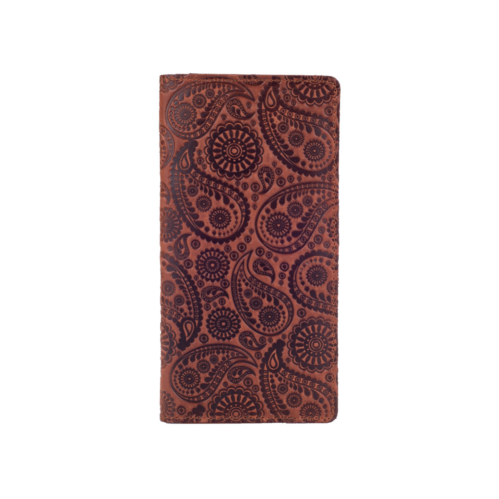 Гаманець Buta Art з натуральної шкіри та художнім тисненням на кнопках Коньячний (WP-05-S19-1431-T004)