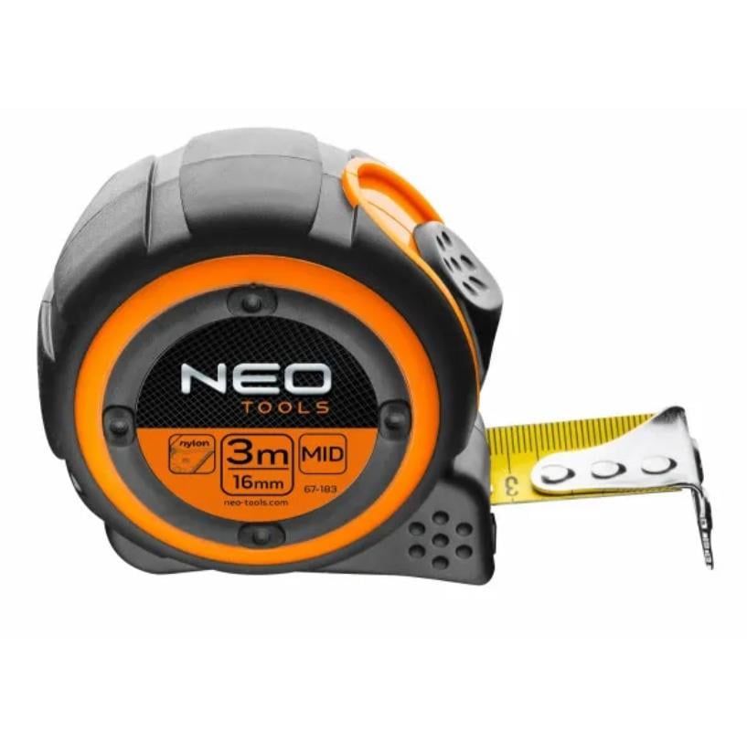 Рулетка 3 м x 16 мм Neo Tools стальная лента магнит (67-183)
