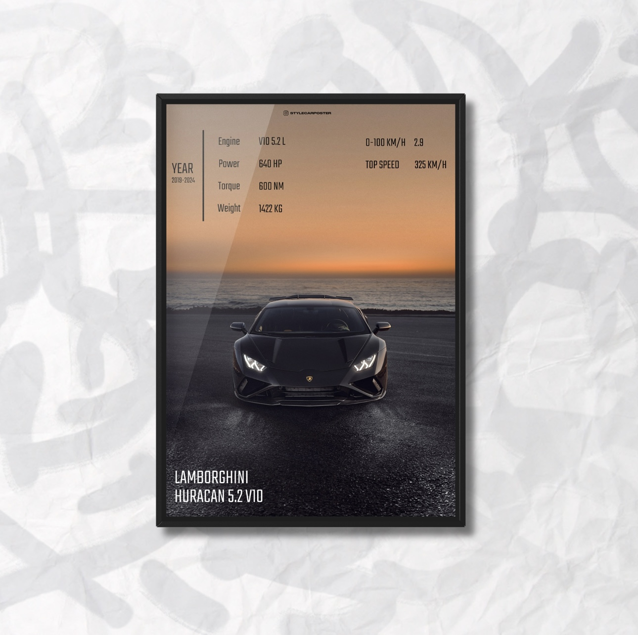 Картина с авто Lamborghini Huracan передняя часть дизайн Club Sport А5 210х148 мм (LB0016)