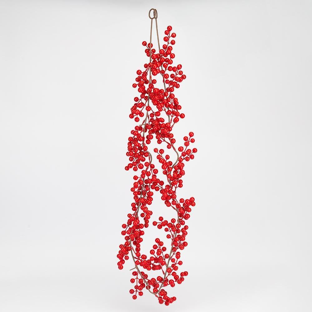 Гілка декоративна червоні ягоди 175 см