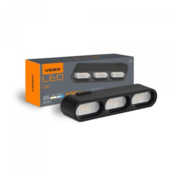 Світильник Videx трековий 5,5 W/4000 K/48 V Black (LD13B)