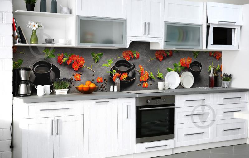 Скинали на кухню Zatarga «Алый гибискус» 600х2500 мм виниловая 3Д наклейка кухонный фартук самоклеящаяся