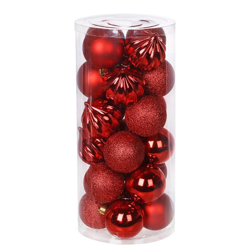 Набор шаров новогодних пластиковых 24 шт. 6 см (13779)