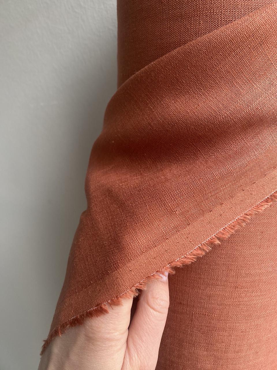 Ткань рубашечно-платьевая LINEN PLUS 100% лен 143 см 1682 Терракотовый - фото 5