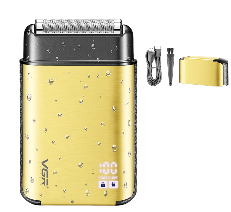 Электробритва VGR шейвер GOLD/двойное лезвие/Travel lock/LED дисплей (V-359)
