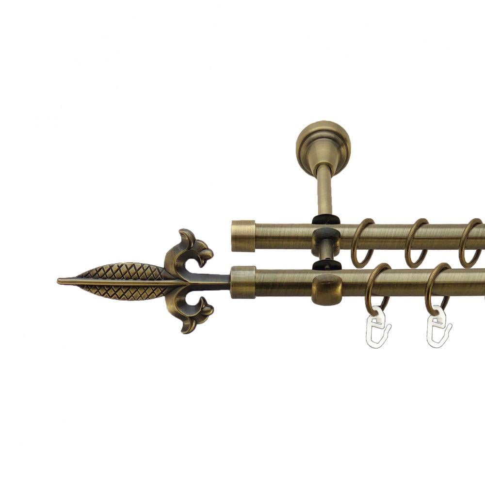 Карниз металлический Orvit Генуя двухрядный открытый/гладкая труба/кольцо металлическое Антик 16/16 мм 200 см (7318533)