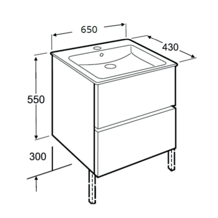 Тумба с умывальником Roca Cube глянцевый 65х43 см Белый (A85119B806) - фото 2