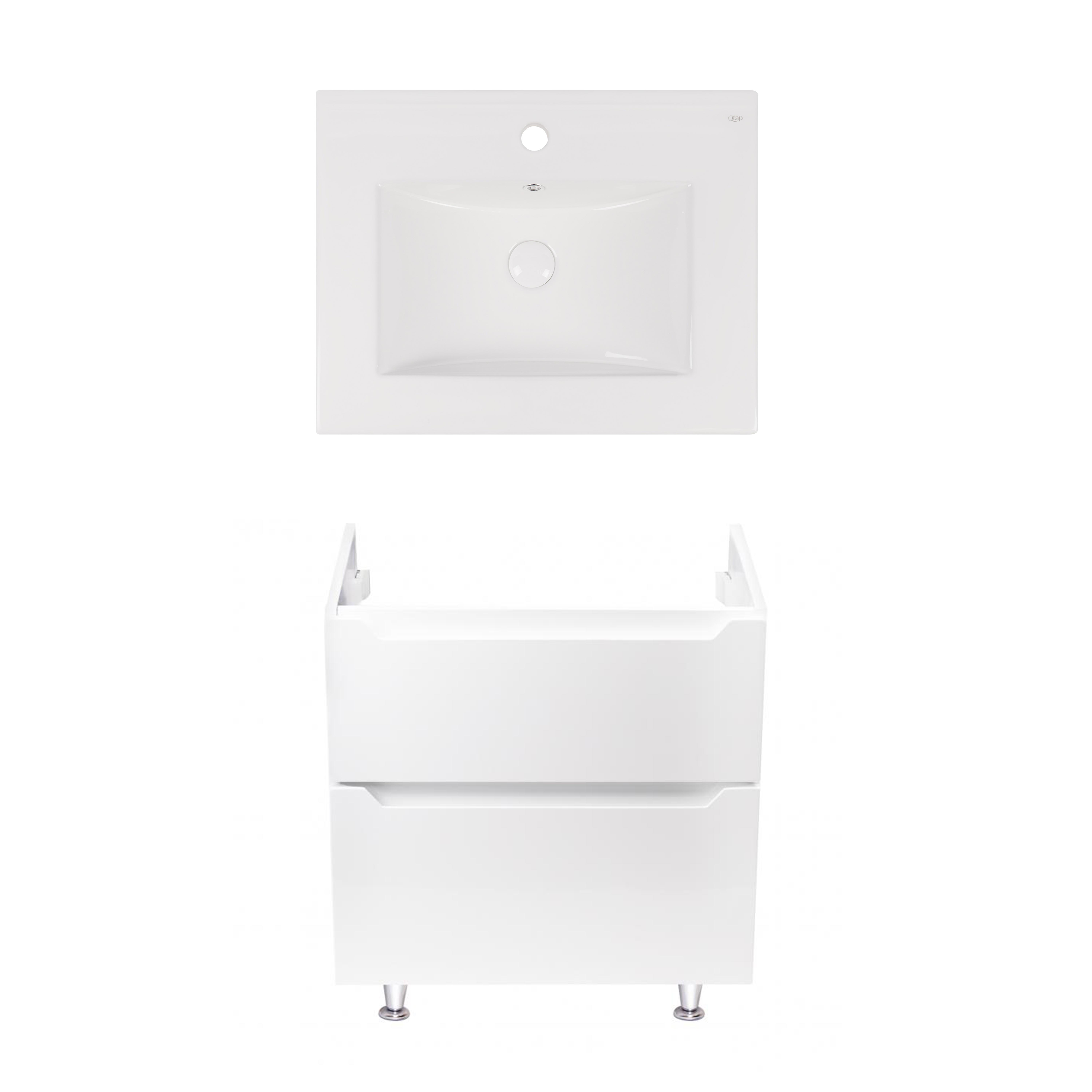 Комплект раковина Albatross New врезная/тумба Q-tap напольная Scorpio 600х825х460 мм White (QT71SC43955)