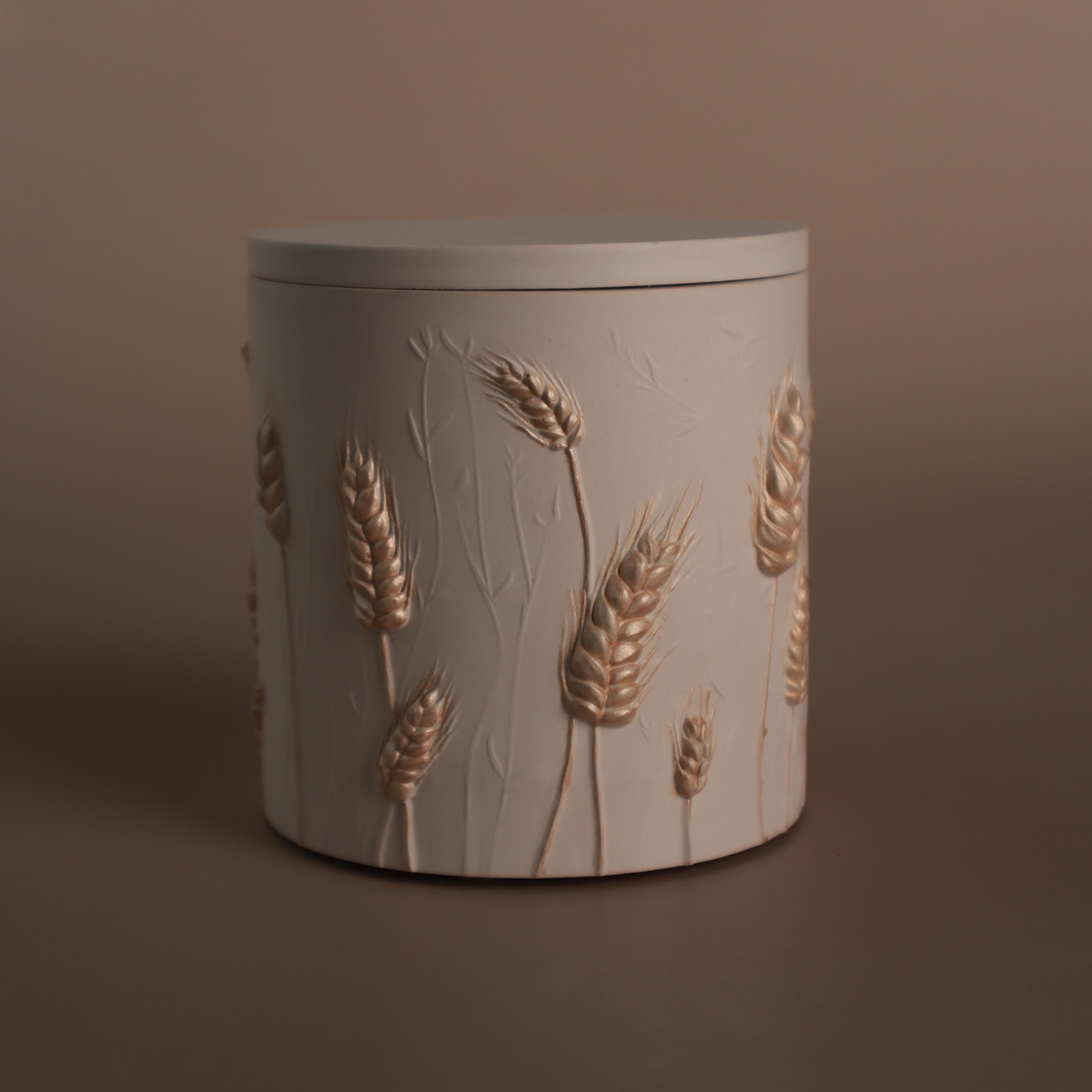 Аромасвічка соєва Wax Harmony Ваніль у гіпсовому кашпо з колосками пшениці 200 г Білий (1001511)