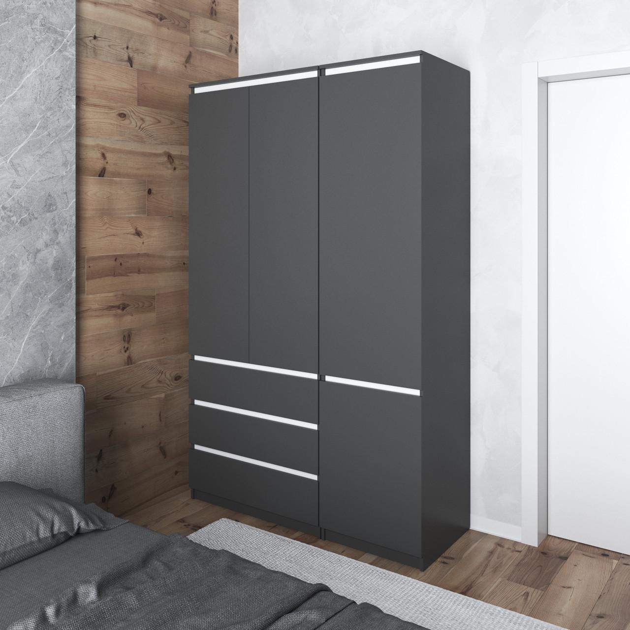 Меблевий комплект для одягу Вайс R9/R22 1304х500х2110 мм Антрацит/Білі планки (30847353) - фото 1 Меблевий комплект для одягу Вайс R9/R22 1304х500х2110 мм Антрацит/Білі планки (30847353) - фото 1