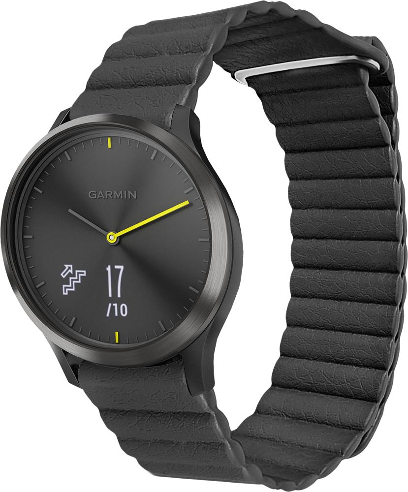 Ремешок кожаный Genis для Garmin Vivomove HR Black (26488-2B)